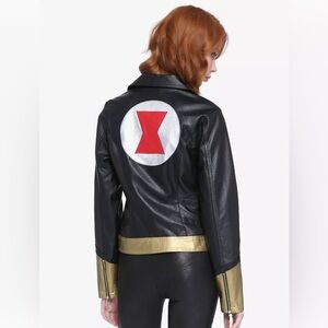 MARVEL BLACK WIDOW FAUX LEATHER MOTO JACKET! HER UNIVERSE SUPERHERO COSPLAY NWT
